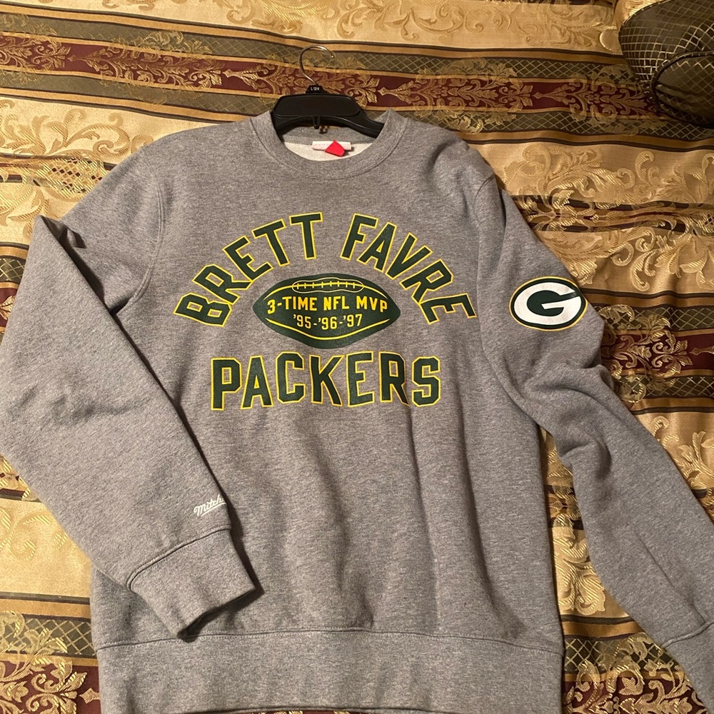 Mitchell&Ness Green Bay Packers Brett Farve MVP Crewneck Sweatshirt Size S
